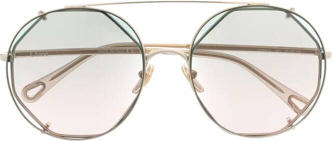 Chloé Eyewear Zonnebril met oversized montuur Goud
