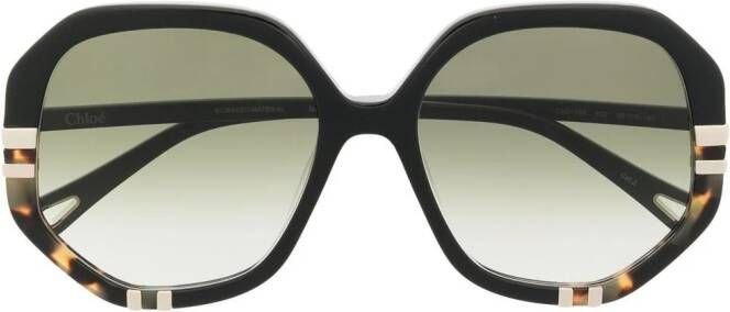 Chloé Eyewear Zonnebril met oversized rond montuur Zwart