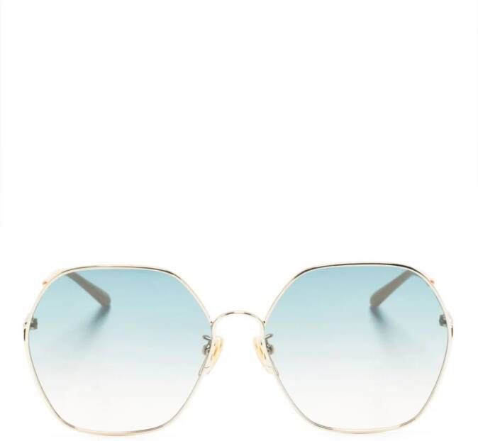 Chloé Eyewear Zonnebril met oversized zeshoekig montuur en VLOGO Goud