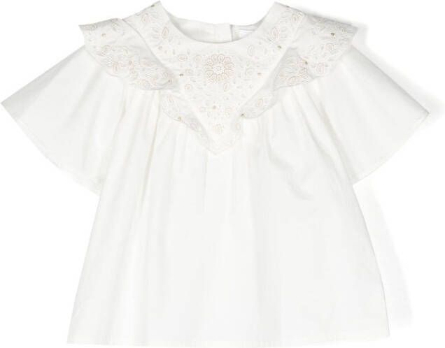 Chloé Kids Broderie anglaise blouse Wit