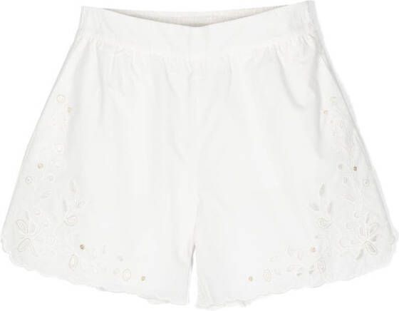 Chloé Kids Broderie anglaise shorts Wit