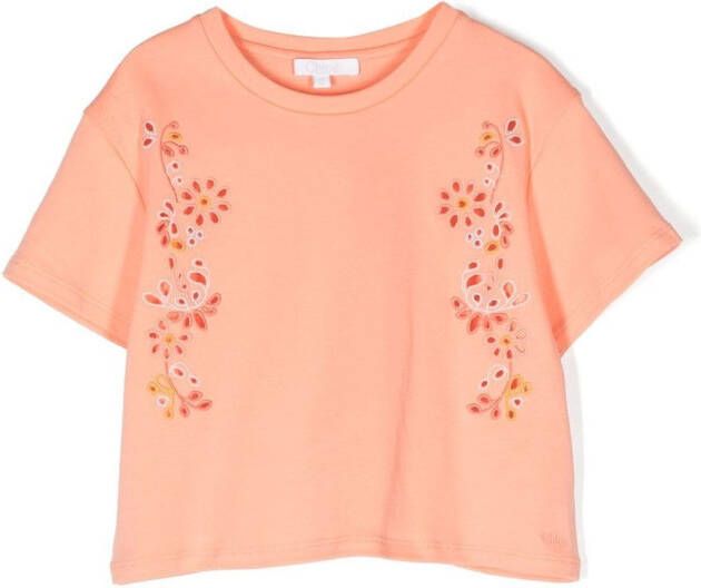 Chloé Kids Cropped T-shirt Oranje