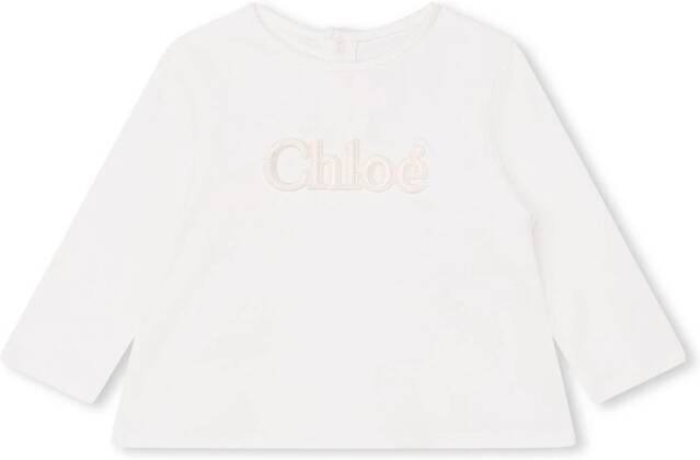 Chloé Kids T-shirt met geborduurd logo Wit