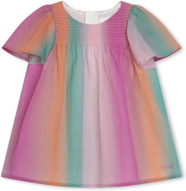 Chloé Kids Gesmockte jurk met kleurverloop Roze