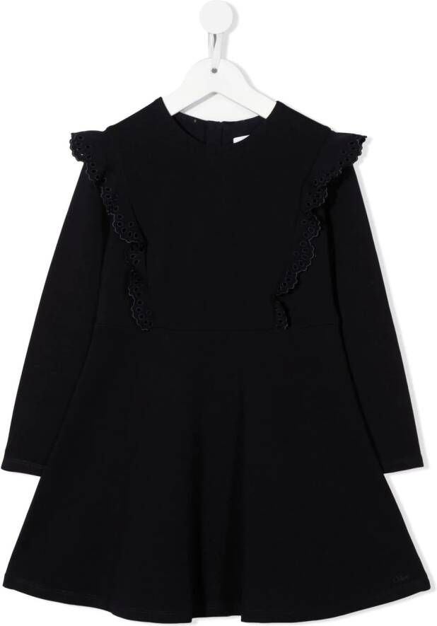 Chloé Kids Jurk met ruches Blauw