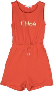 Chloé Kids Playsuit met logoprint Oranje
