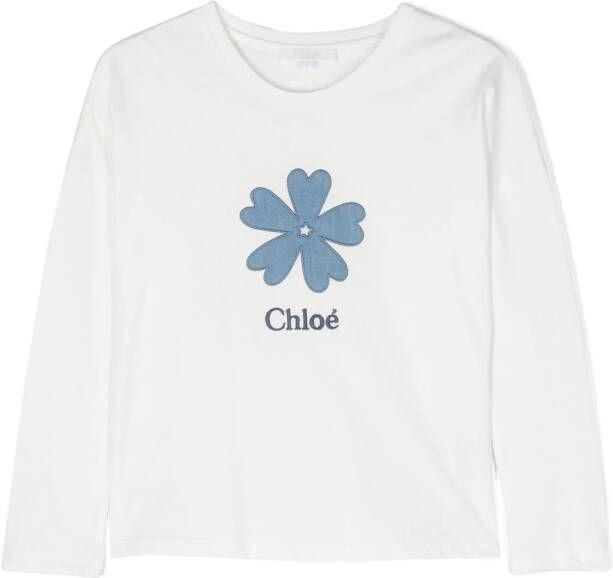 Chloé Kids T-shirt met logoprint Wit