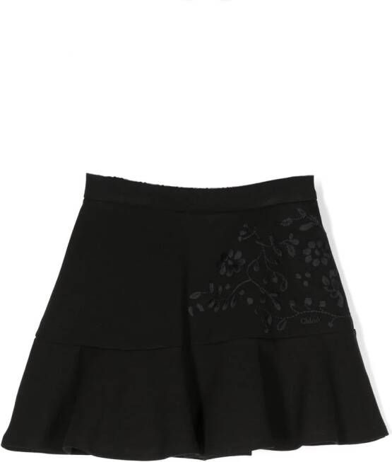 Chloé Kids Mini-rok met geborduurd logo Zwart