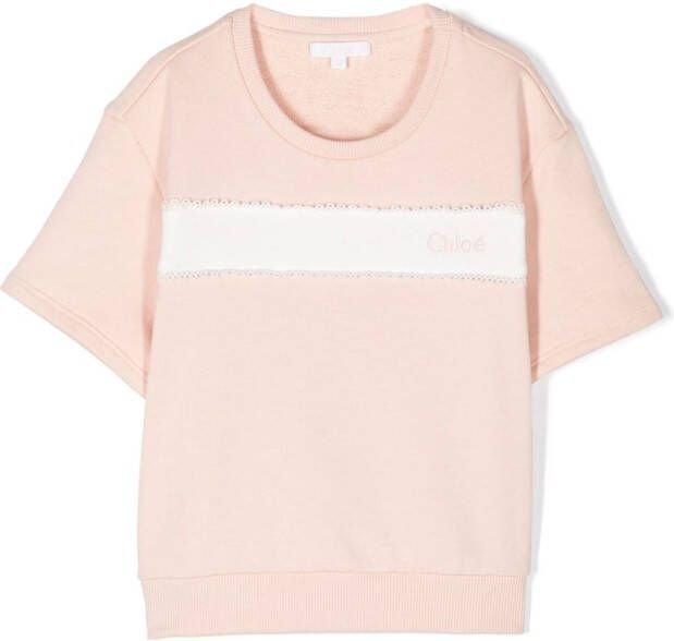 Chloé Kids T-shirt met geborduurd logo Roze