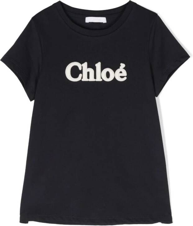 Chloé Kids T-shirt met logo Blauw