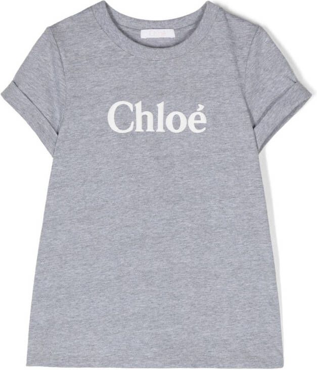 Chloé Kids T-shirt met logoprint Grijs