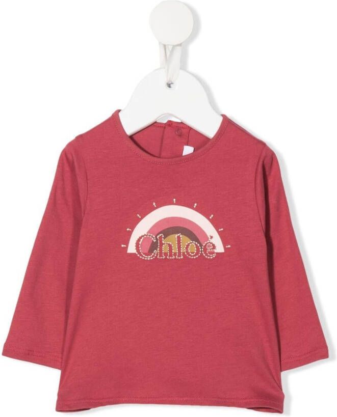 Chloé Kids T-shirt met logoprint Roze