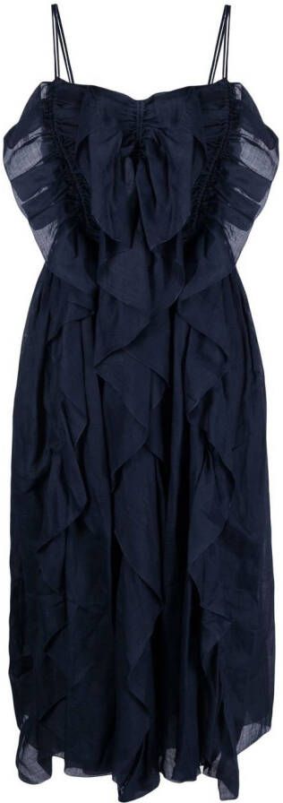 Chloé Midi-jurk met ruches Blauw