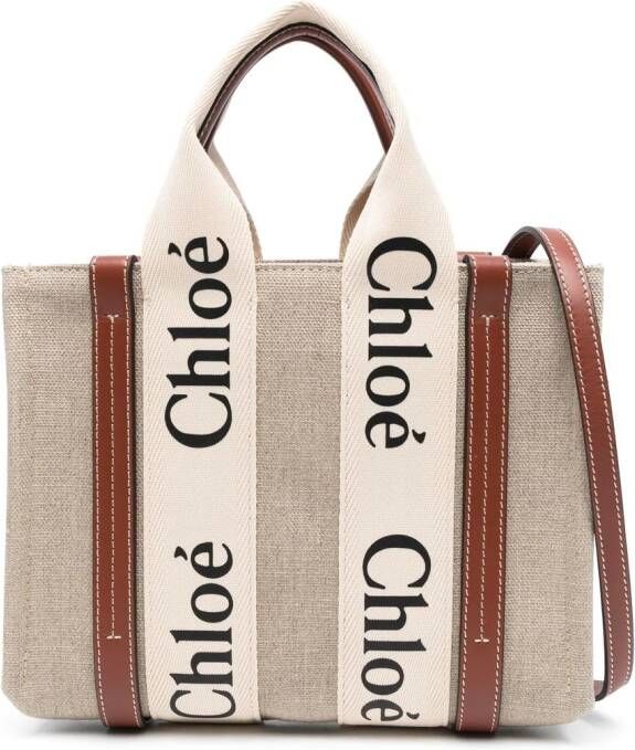 Chloé Woody canvas shopper Beige