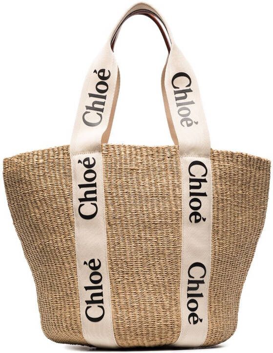 Chloé Woody grote shopper Beige