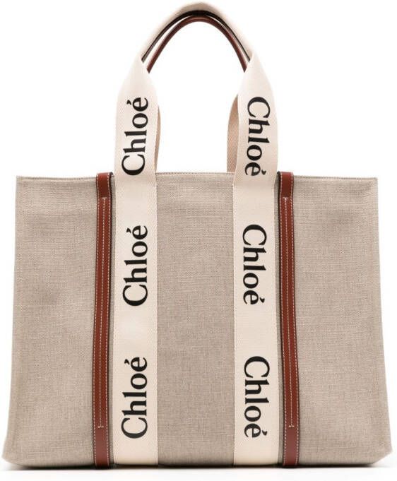 Chloé Woody grote shopper Beige