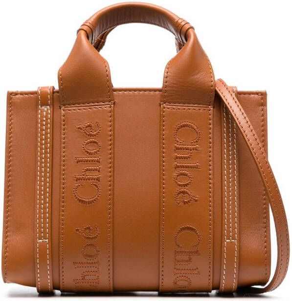Chloé Woody kleine shopper Bruin
