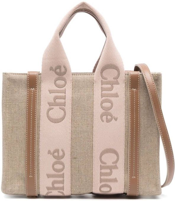 Chloé Woody leren shopper Beige