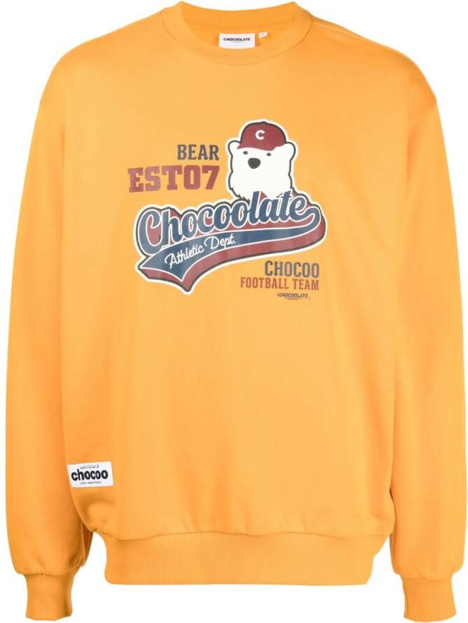 CHOCOOLATE Sweater met logoprint Geel