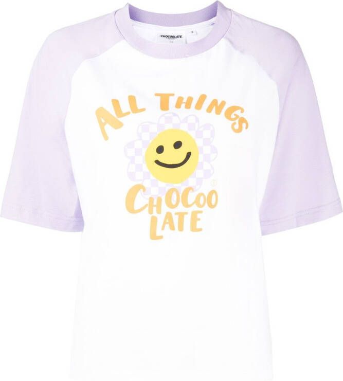 CHOCOOLATE T-shirt met bloemenprint Wit