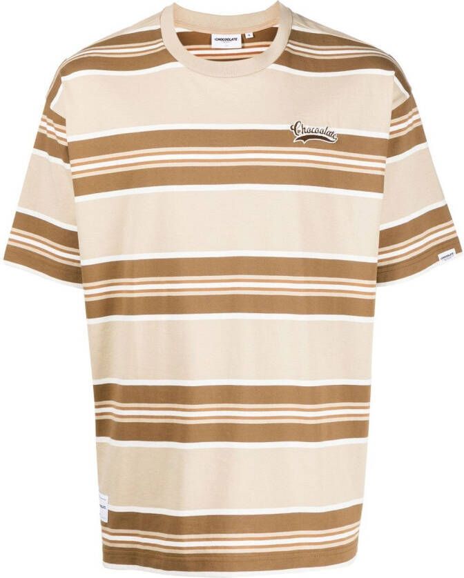 CHOCOOLATE T-shirt met horizontale streep Bruin