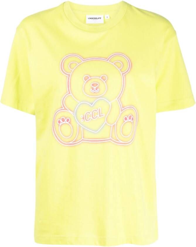 CHOCOOLATE T-shirt met teddybeerprint Geel