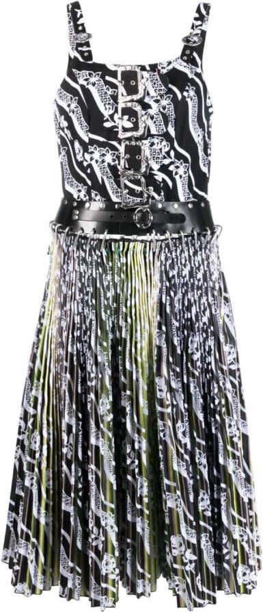 Chopova Lowena Midi-jurk met ceintuur Zwart