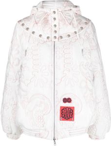 Chopova Lowena floral-embossed puffer jacket Wit