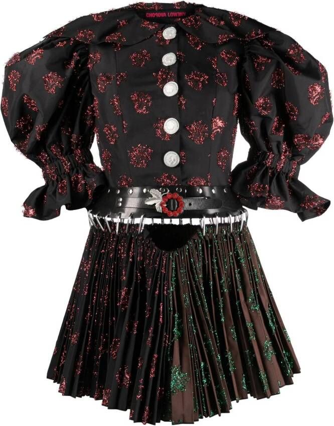 Chopova Lowena Mini-jurk met pofmouwen Zwart