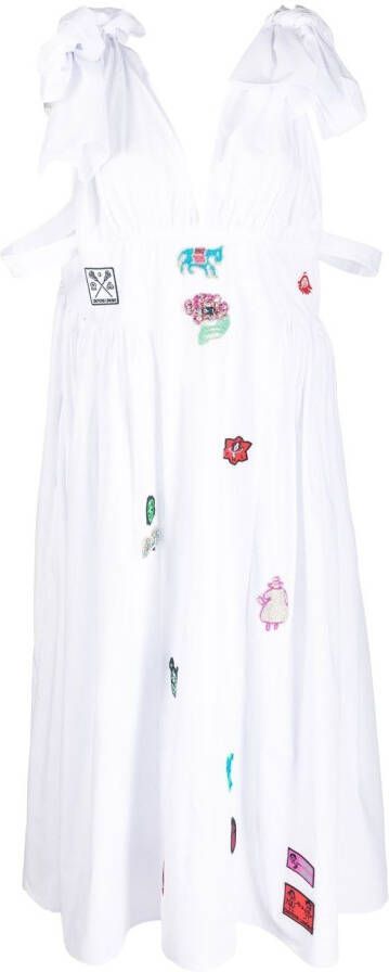Chopova Lowena Midi-jurk met patch Wit