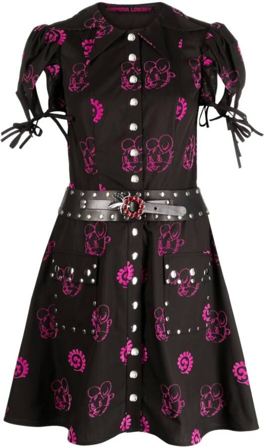 Chopova Lowena Mini-jurk met print Zwart