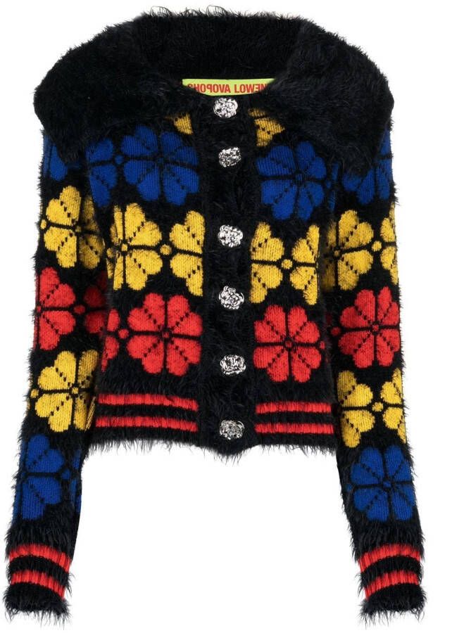 Chopova Lowena Vest met bloemen jacquard Zwart