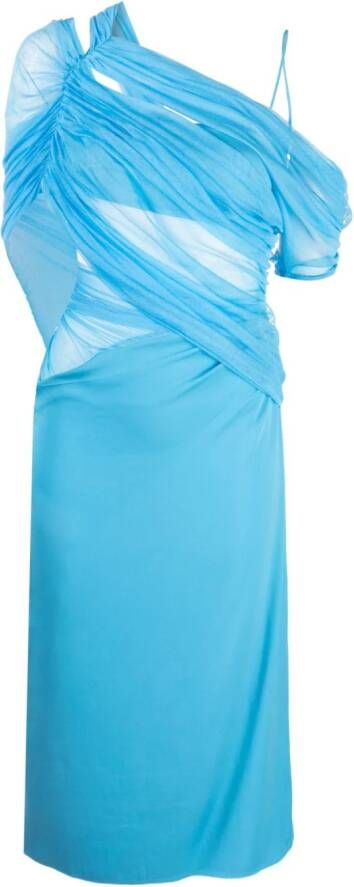Christopher Esber Asymmetrische mini-jurk met tulen vlak Blauw