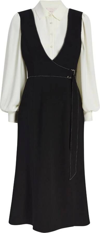 Cinq A Sept Midi-jurk met puntkraag Zwart