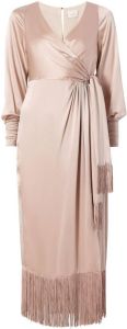 Cinq A Sept Page fringe-trimmed silk wrap dress Roze