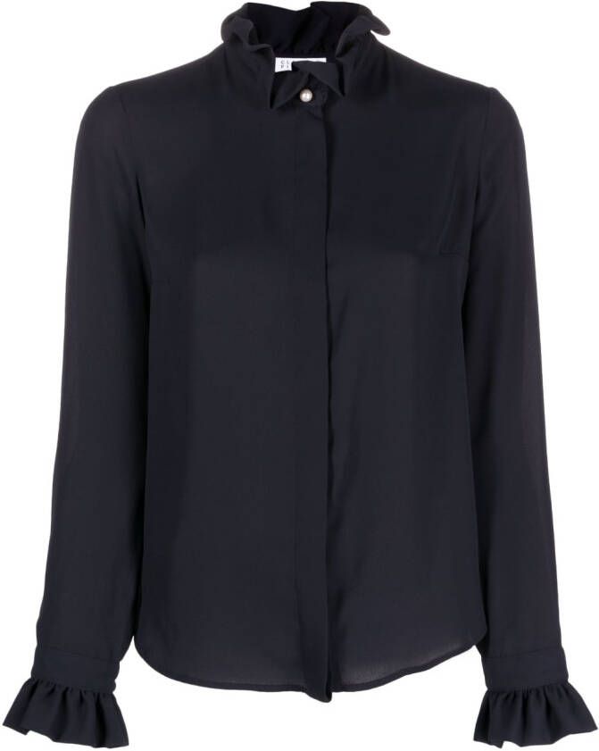 Claudie Pierlot Shirt met ruchekraag Blauw