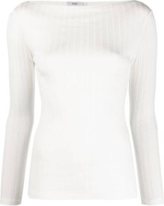 Closed boat-neck rib-knit top Wit