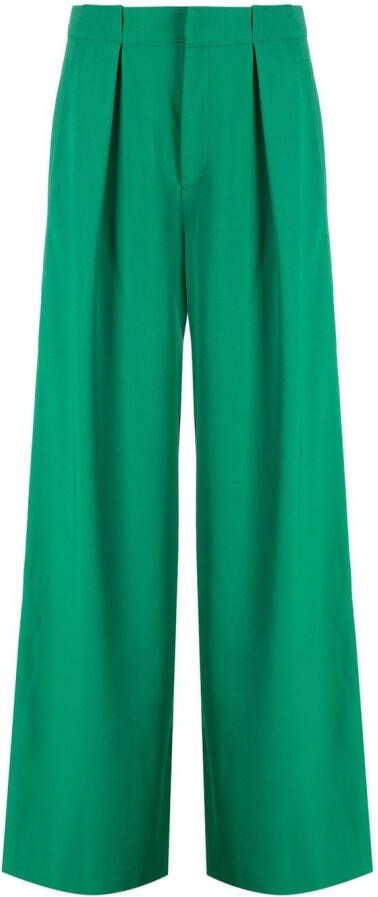 Closed Broek met wijde pijpen Groen