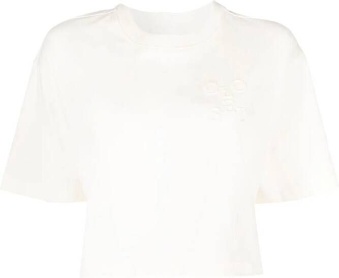 Closed T-shirt met logo-reliëf Wit