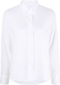 Closed long-sleeved organic cotton shirt Wit