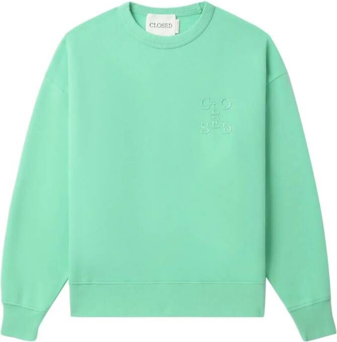 Closed Sweater met geborduurd logo Groen