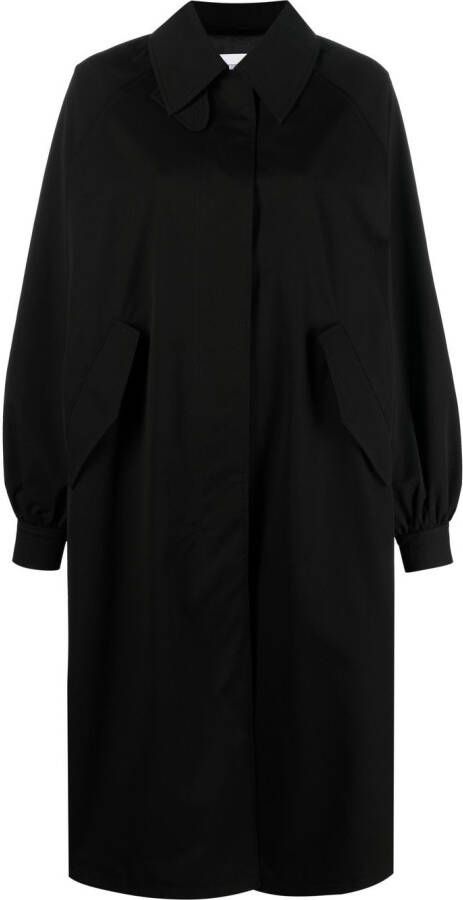 Closed Trenchcoat met ballonmouwen Zwart