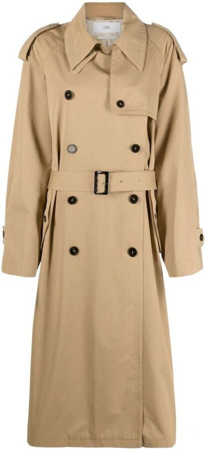 Closed Trenchcoat met dubbele rij knopen Beige