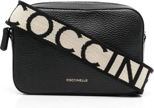 Coccinelle Tebe schoudertas met logoband Zwart