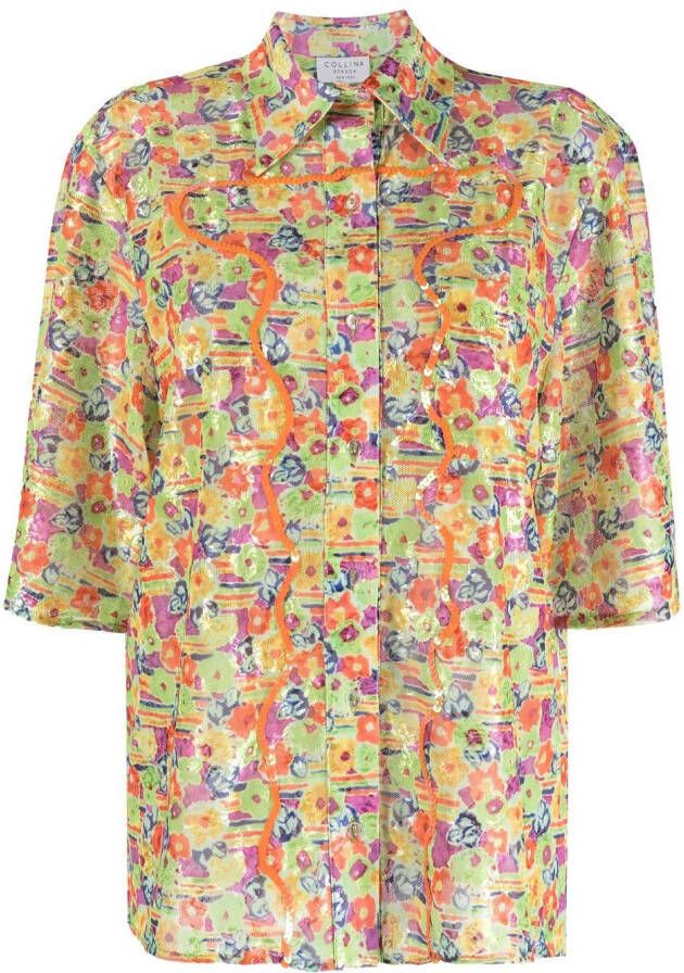 Collina Strada Blouse met bloemenprint Groen