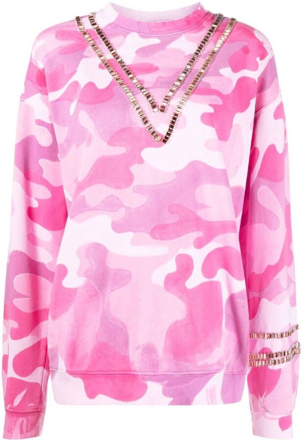 Collina Strada Sweater met camouflageprint Roze