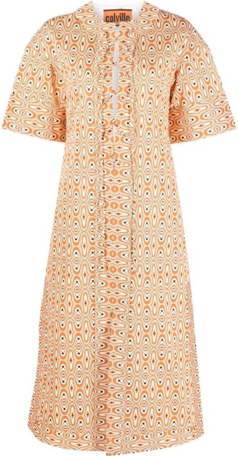 Colville Midi-jurk met patroon Oranje