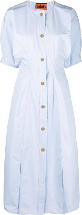Colville Midi-jurk met pofmouwen Blauw