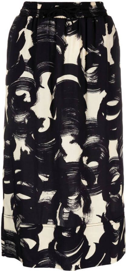 Colville Midi-rok met abstracte print Zwart