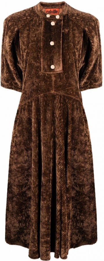 Colville Ribfluwelen jurk Bruin